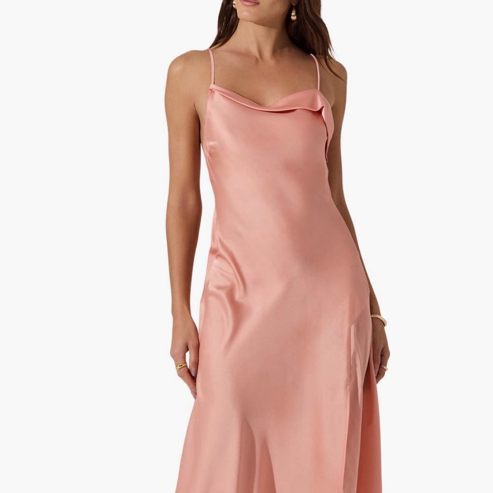 ASTR the Label Pink Satin Cowl Neck Midi Slip Dress Size M Worn Once